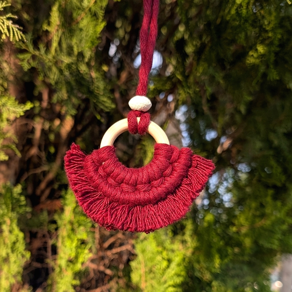 Macrame Car Charm Diffuser With Lava Bead